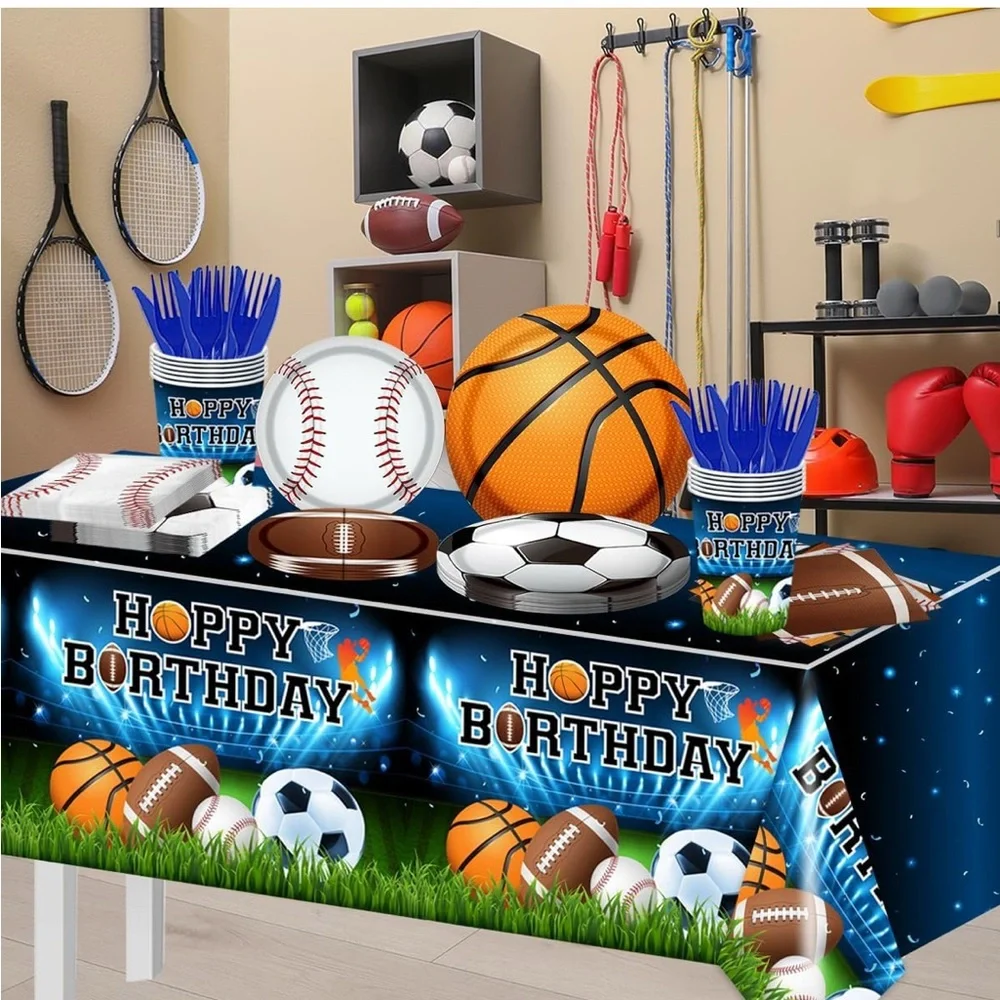 Sports Birthday Party Decorations-142Pcs Sports Theme Serves 20 Guests